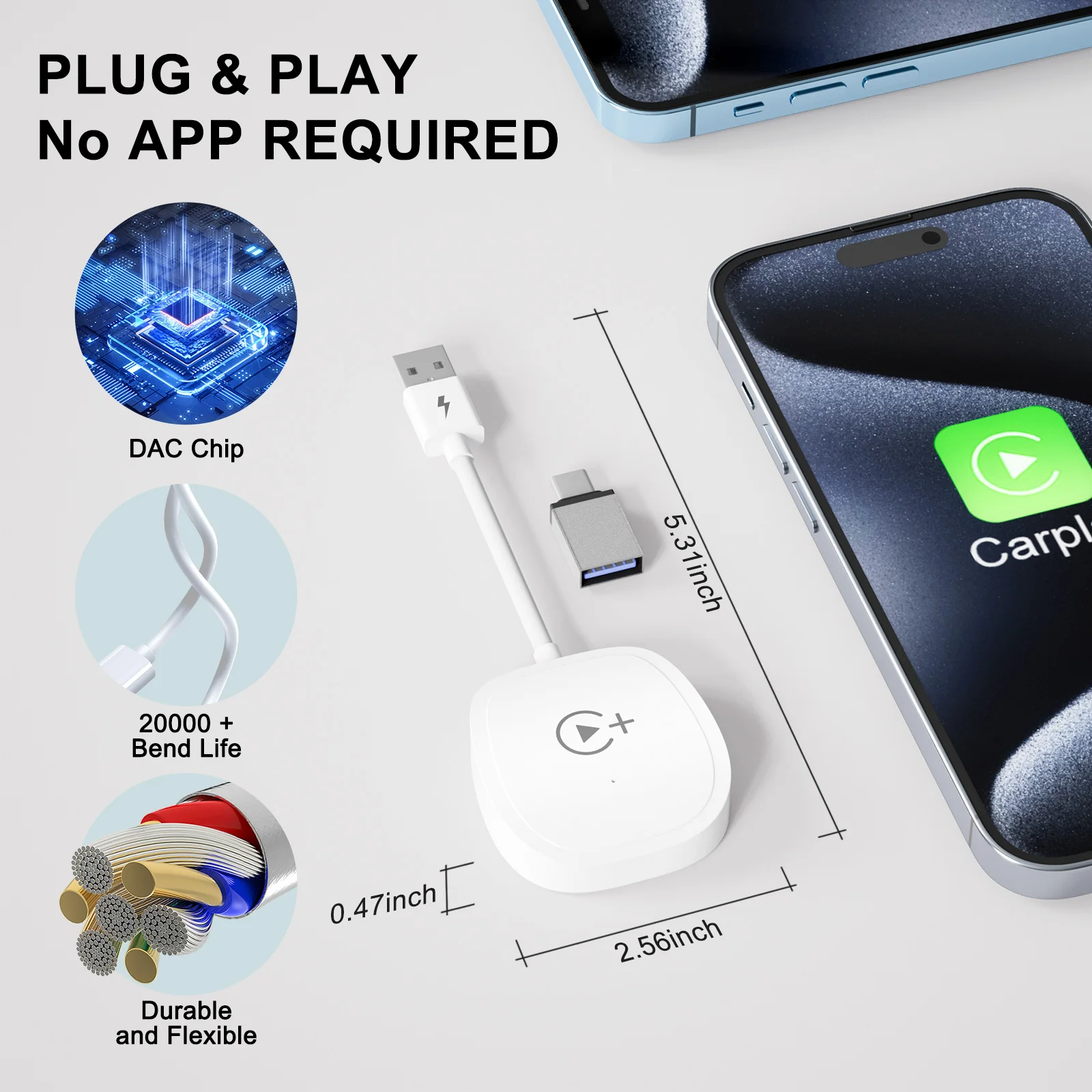 Imagem -06 - Dongle Carplay sem Fio Adaptador com Youtube Netflix Tiktok Apple Suporte Online Update Apenas Plug And Play