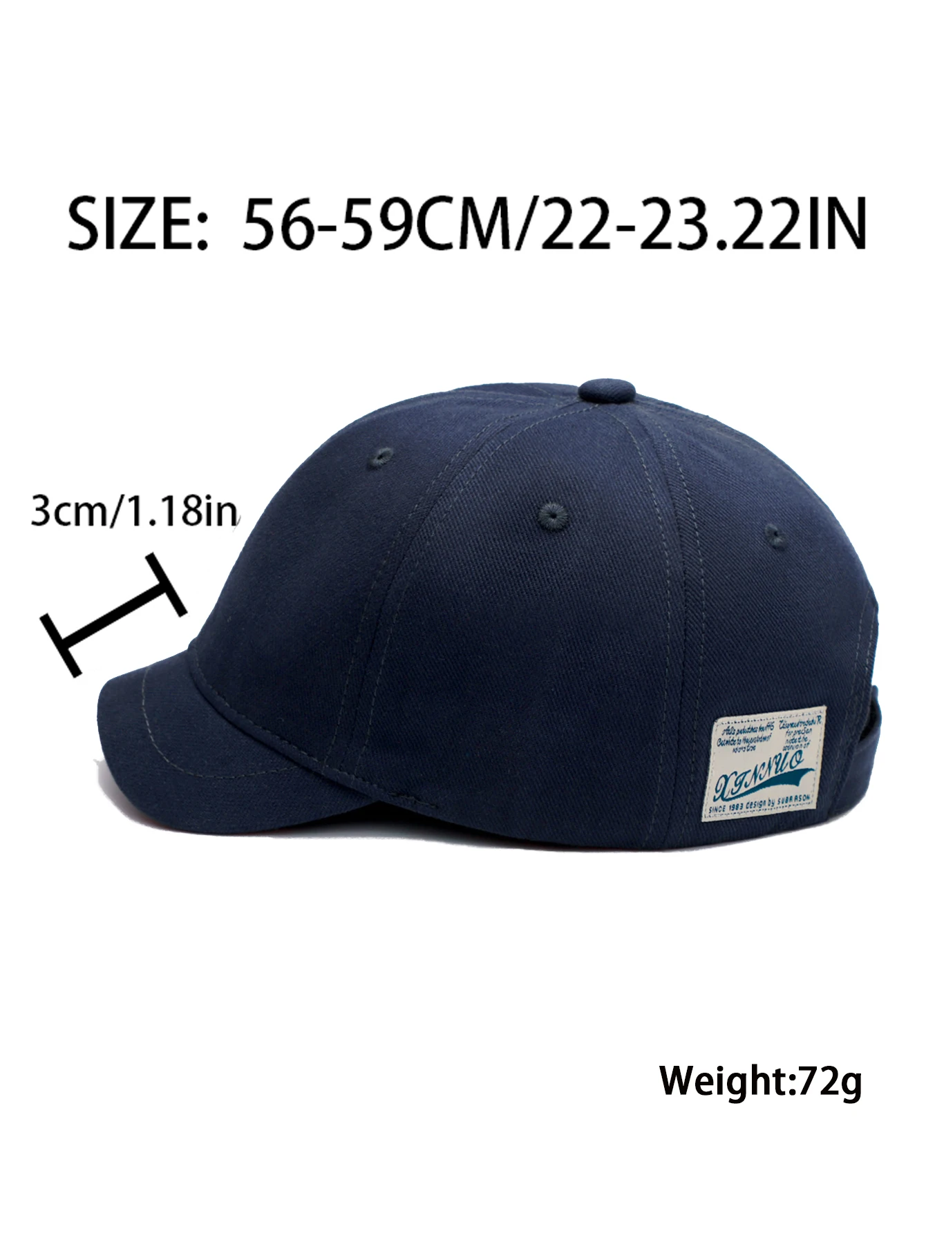 Short Brim Cotton Baseball Cap Men Women Casual Vintage Dad Hat Adjustable Trucker Style Low Profile Caps Nylon Fastener Tape