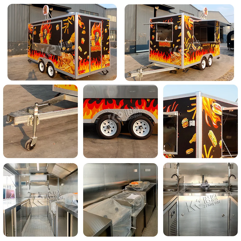 China Food Truck Manufacturer Mobile Trailer Small BBQ Food Trailer for Food Truck Hot Dog Pizza Luxury Multi Function