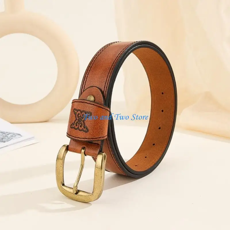 

HX6F Women Pants Belt Teens Boy Cowboy PU Waist Strap Vintage Jeans Belt Waist Decors