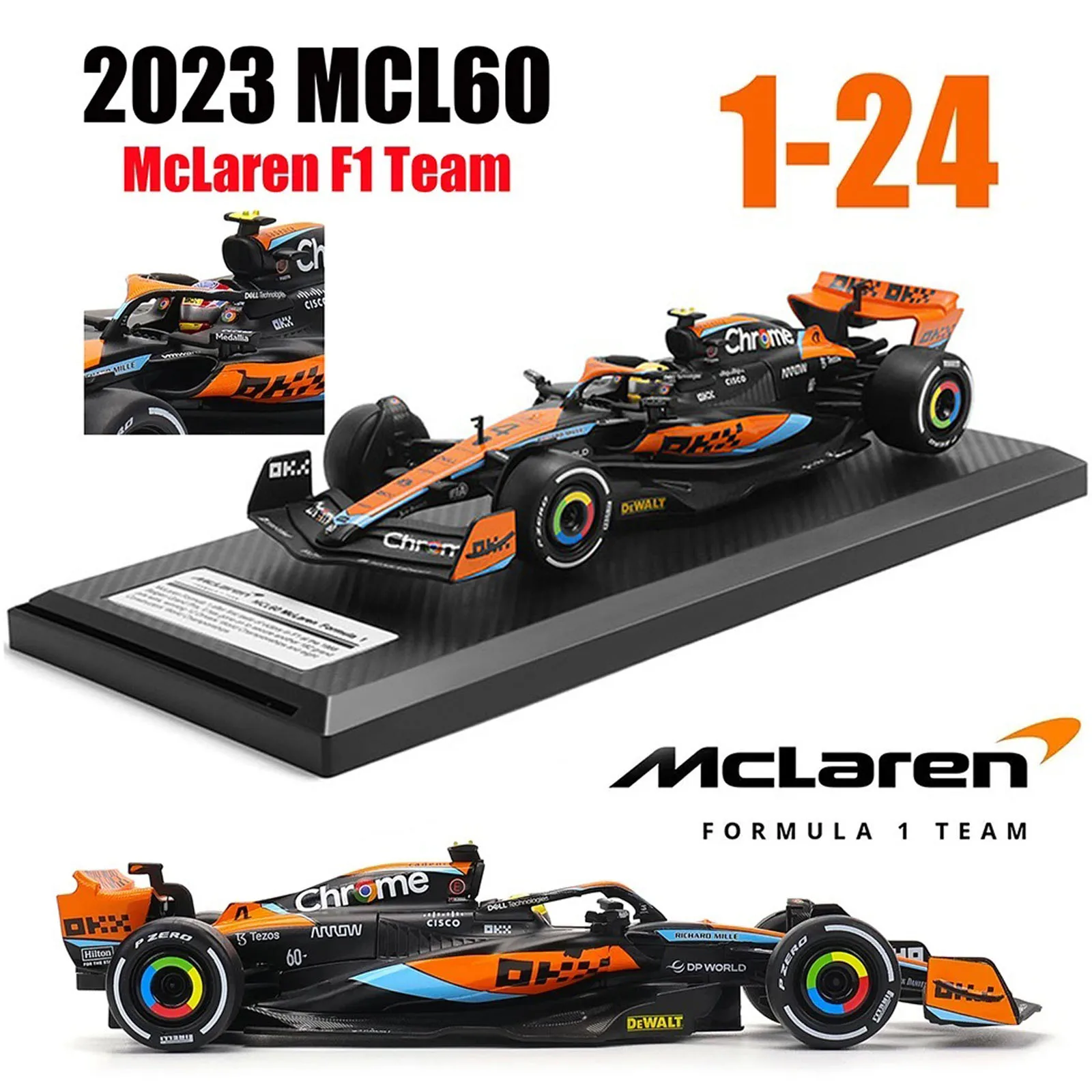 CCA MSZ 1:24 New McLaren F1 Team 2023 MCL60 4# Lando Norris 81# Oscar Piastri alloy car model toy series collection gift