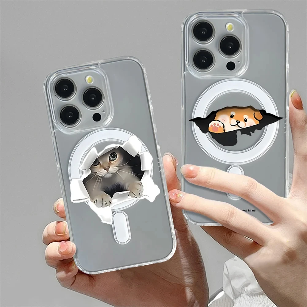 Cute Peeking Shiba Inu Magnetic Case for Samsung Galaxy S26 S25 Edge S24 S23 Ultra Plus FE A57 A56 A55 A54 A36 A35 A17 A16 Cover