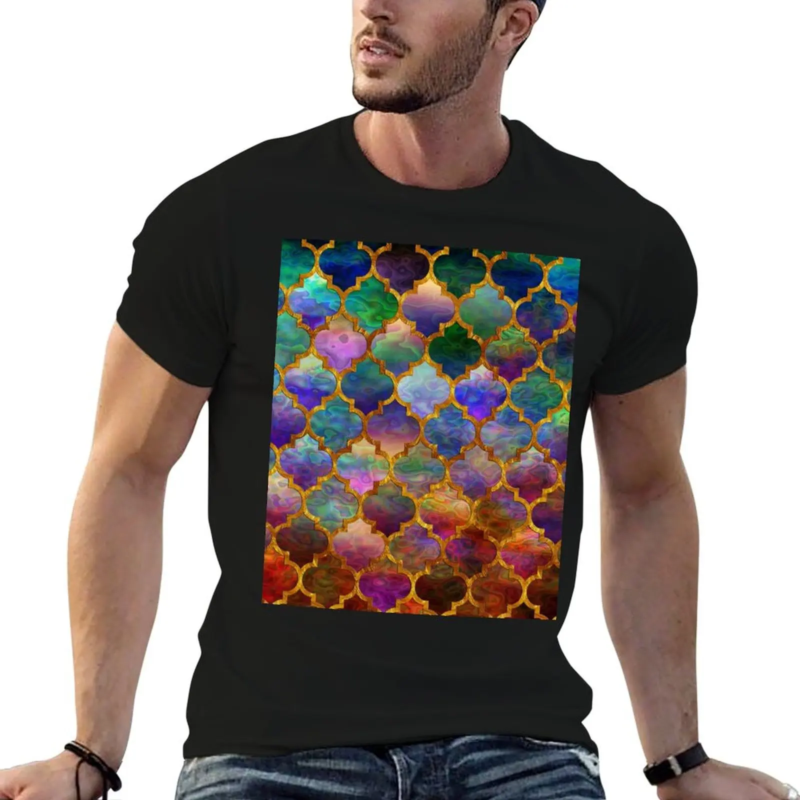 

Arabic moroccan mosaic pattern T-Shirt Short sleeve tee graphic tee shirt men t shirts high quality