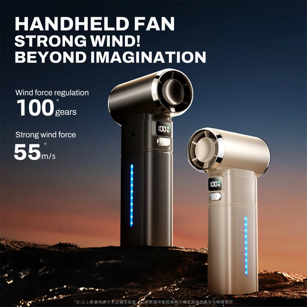 

Жестокий вентилятор 450000 об/мин, 100 скоростей, регулируемая с подсветкой, перезаряжаемая USB-вентилятор, мини-турбоструйный вентилятор, 55 м/с, турбовентилятор