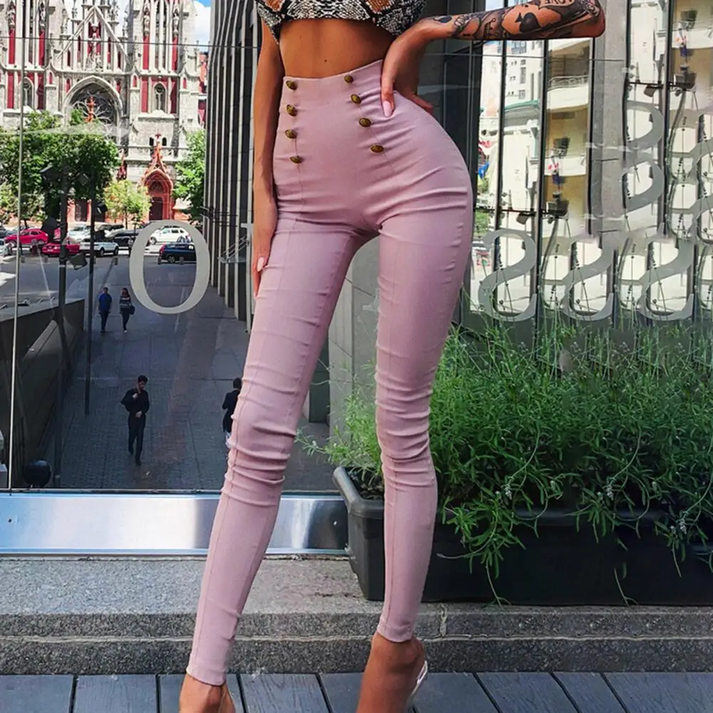 Women Pants Elegant High Waist Pencil Pants for Women Slim Fit Solid Color Trousers Stylish Wear for Outfits Slim Fit Pants