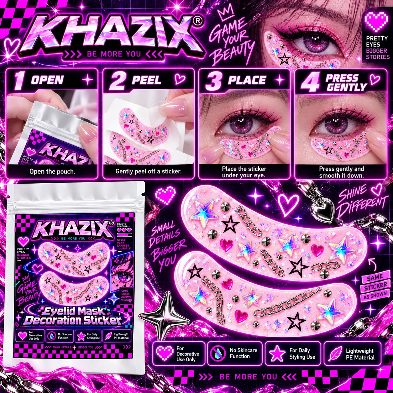 10pcs Cute Eyelid Decor Sticker