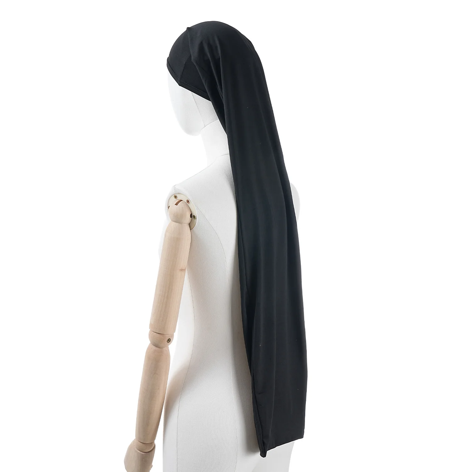 Unisex, schwarz, lange Haarschutzhaube, atmungsaktive, elastische Hauben, Nachtmützen für Damen und Herren, Schlafhauben aus Polyester. – Detail 7
