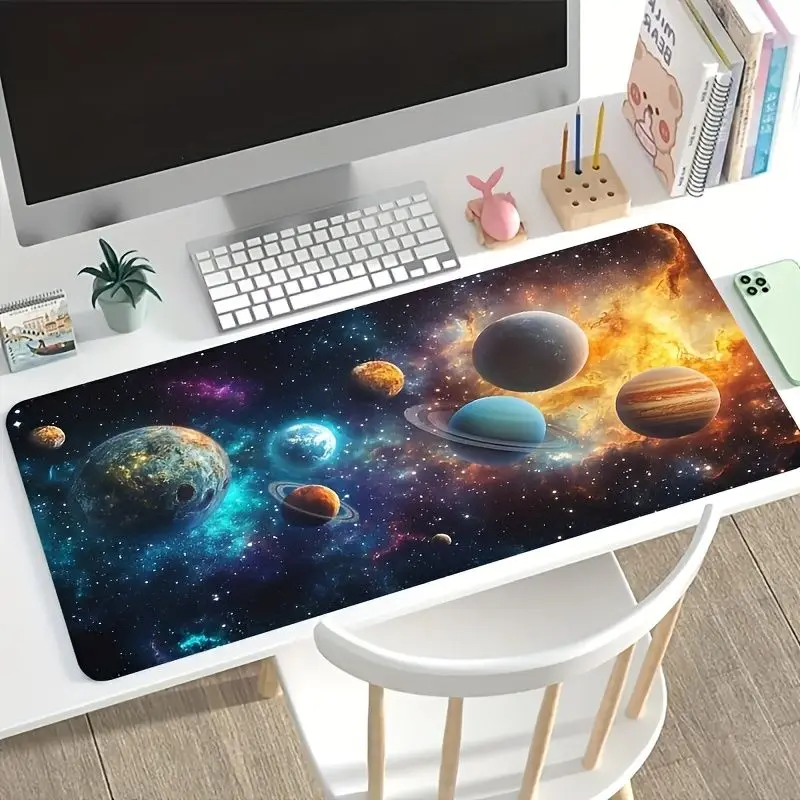 VIKAMA Space Planet Galaxy XXL Desk Mat Soft Non Slip Gaming Mouse Pad Cosmic Nebula Keyboard Pad Desktop Decor