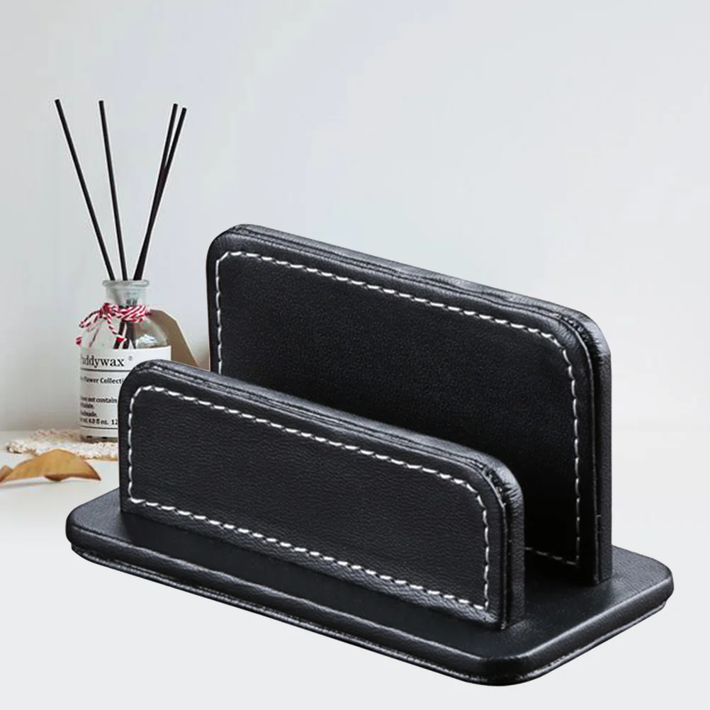 

Business Card Holder Pu Black Modern Simple Design Name Case Storage Organizer Stand Business Display Case Office Desk