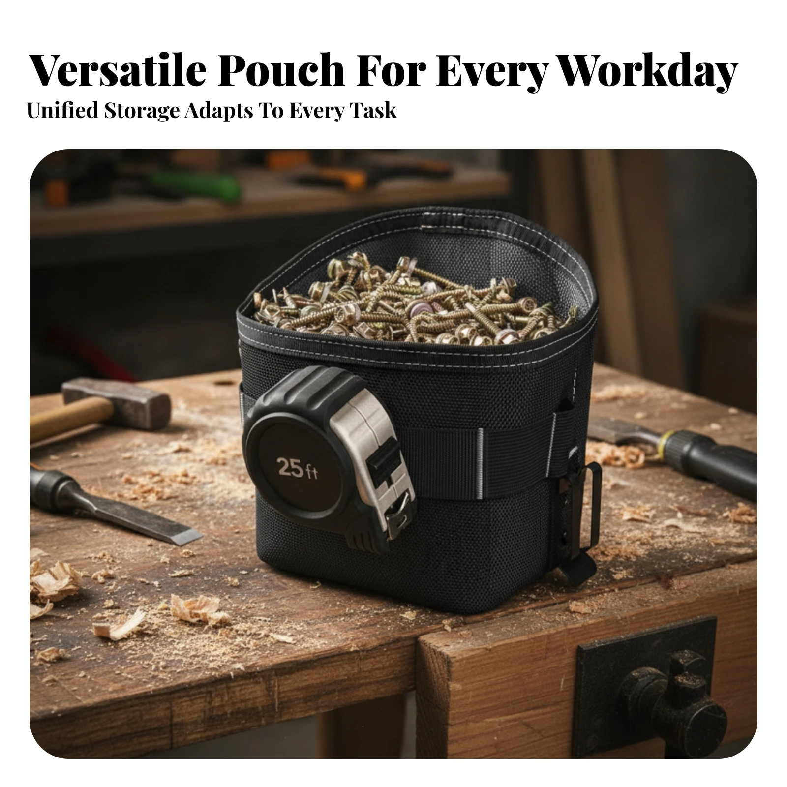 Tool Pouch with Belt Clip Heavy-Duty Waist Tool Bag Work Belt Pouch Wear-Resistant Reinforced for Electricians, Jobsite