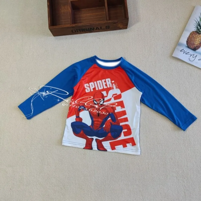 

2025NewMarvel Детская рубашка с длинными рукавами и супергероем Человеком-пауком, удобная и дышащая футболка с длинными рукавами с 3D принтом