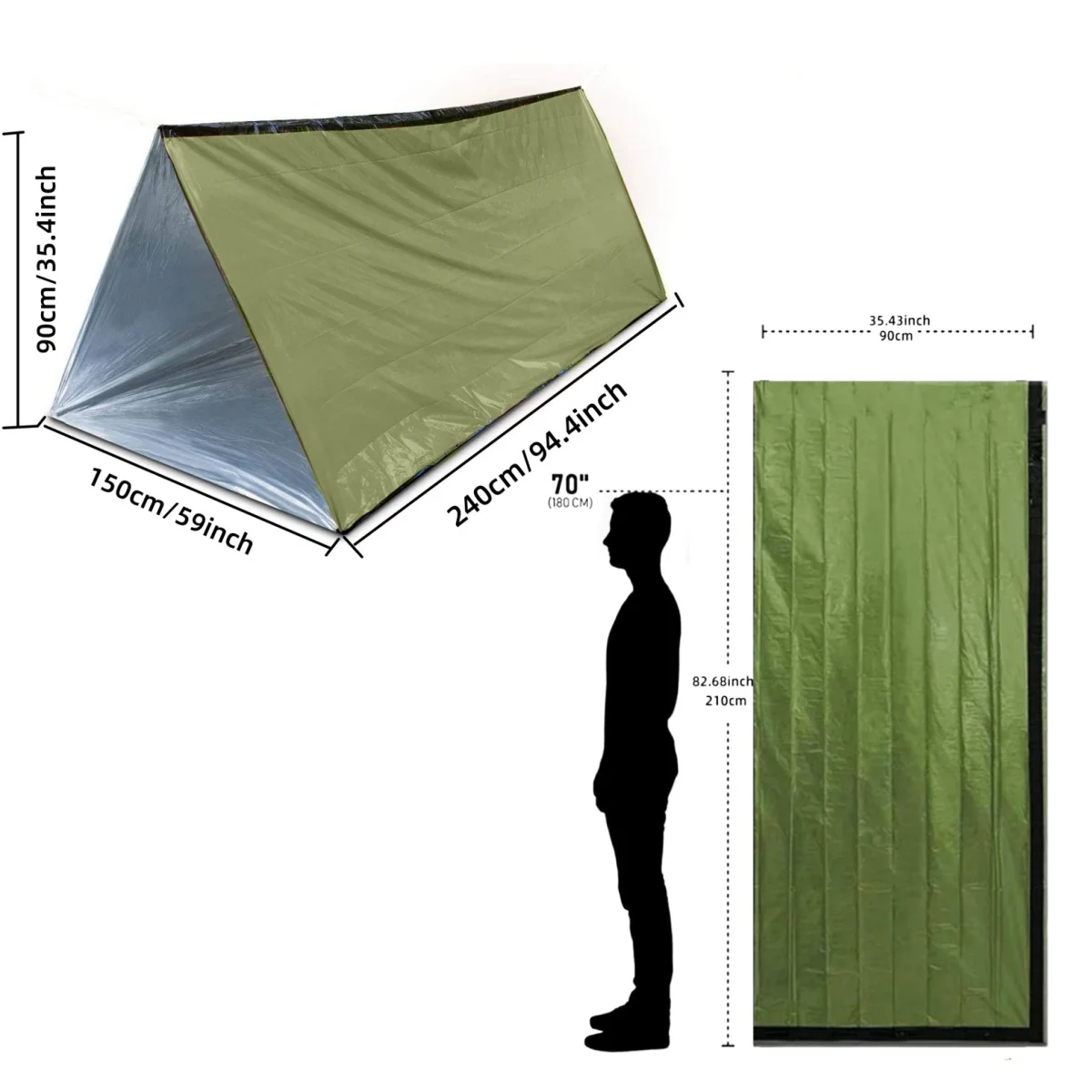 Outdoor emergency tent portable warm emergency blanket Thermal blanket lifesaving refuge emergency sleeping bag