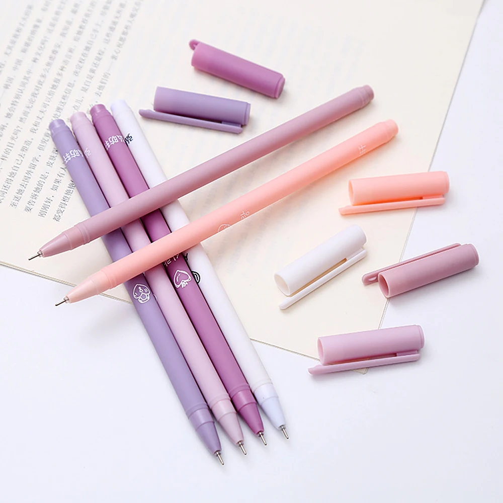 6Pcs/Set Cute Morandi Gel Pen Kawaii 0.5mm Black BallPen Office School Stationery Supplies Student Writing Water Pen Neutral Pen