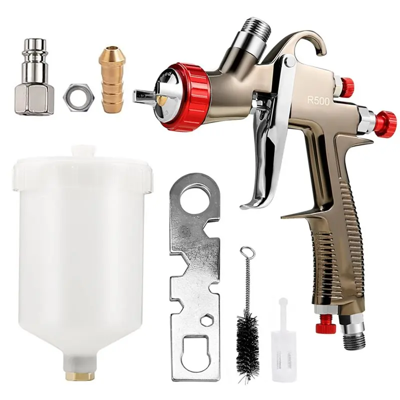

【KITS】R500 LVLP Spray Gun Airbrush Car Makeup Painting Gun For Model Cake Painting Nail Art Car 1.3Mm 600Cc Spray Gun DIY Tool