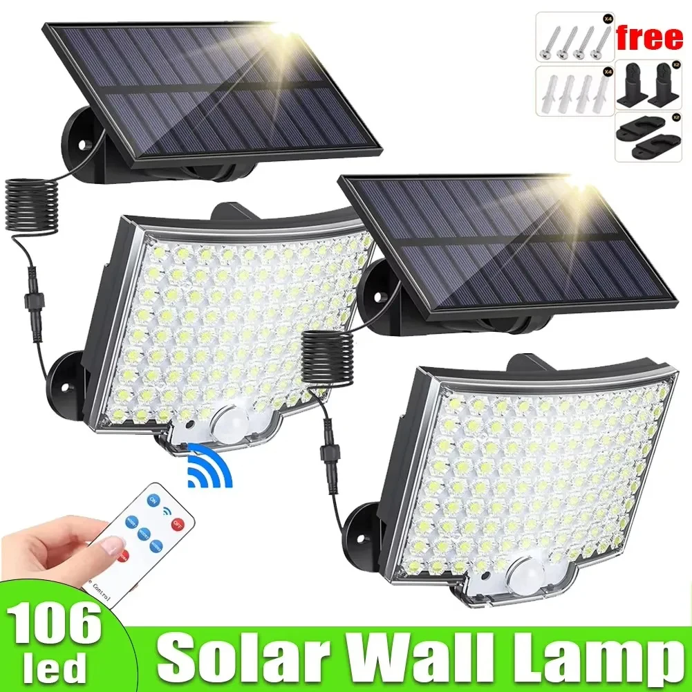 Super Bright Outdoor Solar Lights Motion Sensor Waterproof Street Lamp 800 LED for Lighting Decor Yard with Garden Wall Light