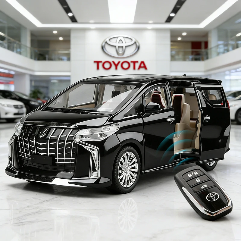 1:24 تويوتا ألارد مفتاح التحكم باب السيارة سبيكة سيارة نموذج الصوت والضوء لعبة أطفال المقتنيات هدية عيد ميلاد