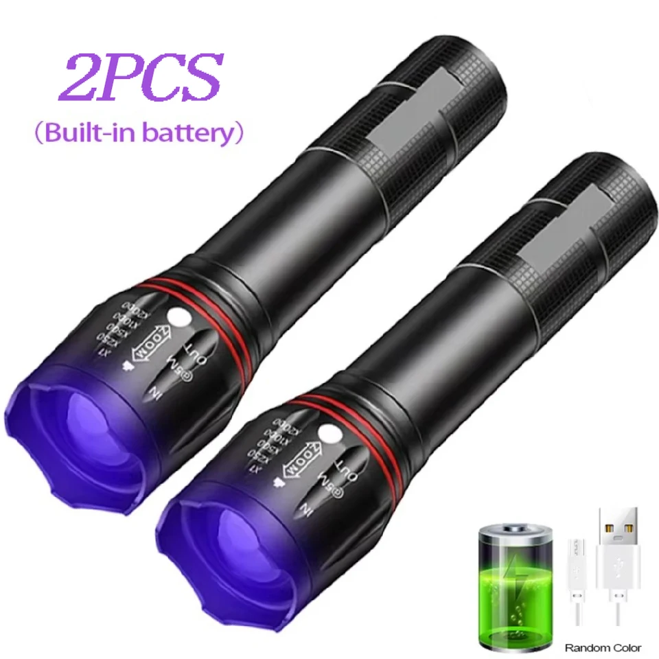 395nm LED UV Flashlight Rechargeable Zoomable Torch Light for Pet Urine Stain Detector Tools Lantern Money Fluorescer Detector, image 12