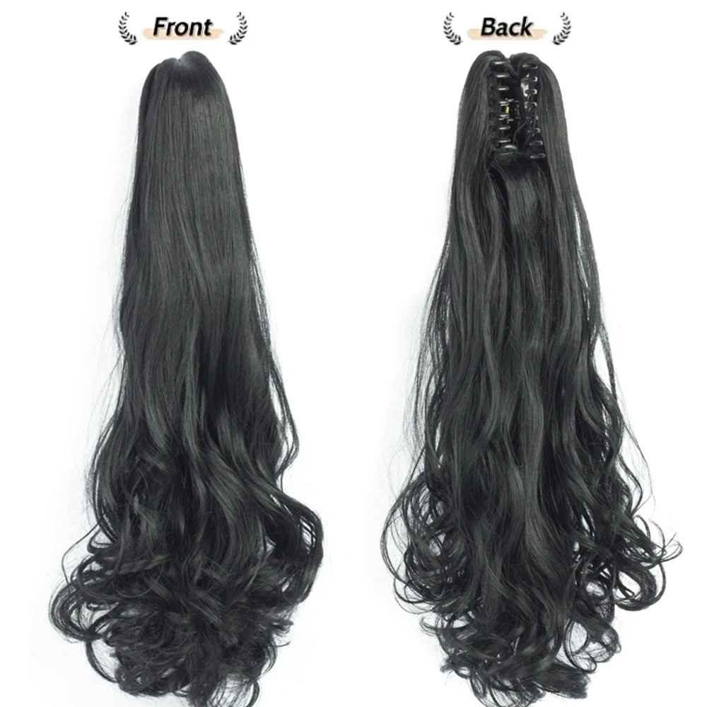 MISSQUEEN-Extensões sintéticas do cabelo do rabo de cavalo para mulheres, garra ondulada longa, grampo sobre, resistente ao calor, desgaste diário,