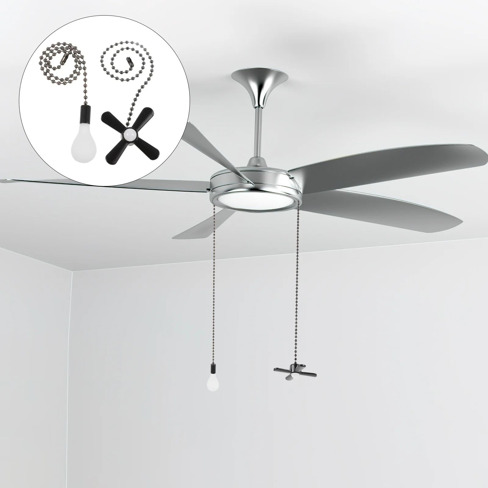 2 قطعة سلسلة سحب من الفولاذ المقاوم للصدأ موسع زجاج قلادة ضوء مروحة السقف الملحقات دائم سهلة التركيب سلسلة سحب #2