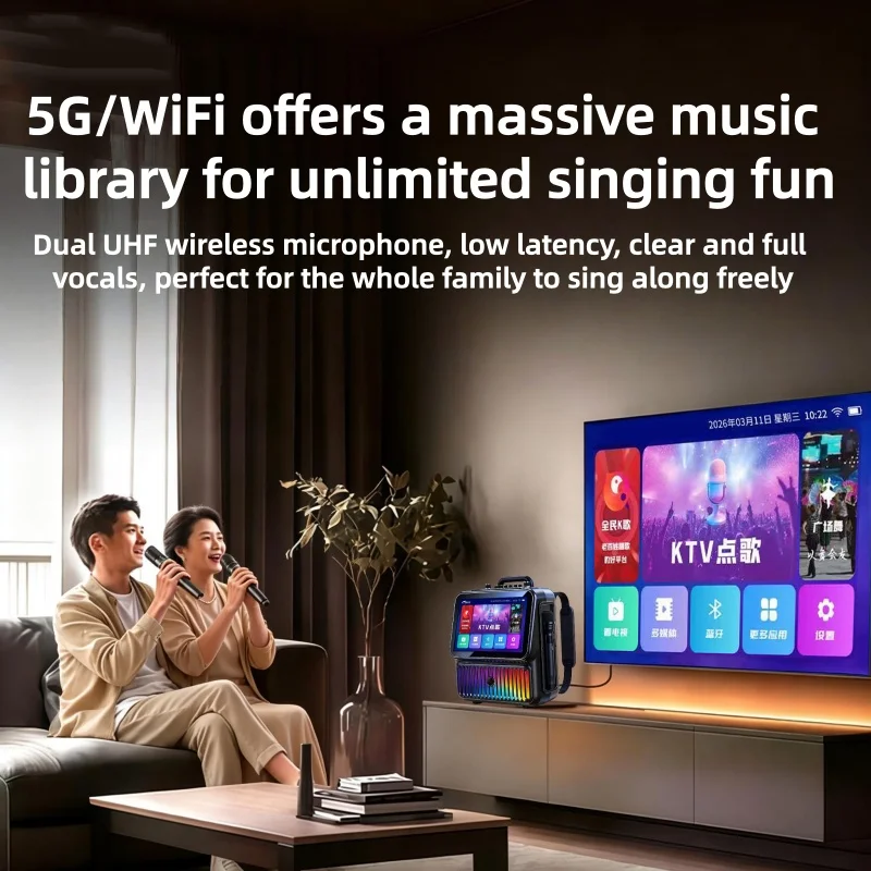 Portable Backpack Karaoke Speaker Integrated Karaoke Machine with Large Screen Supporting Indoor and Outdoor Performances