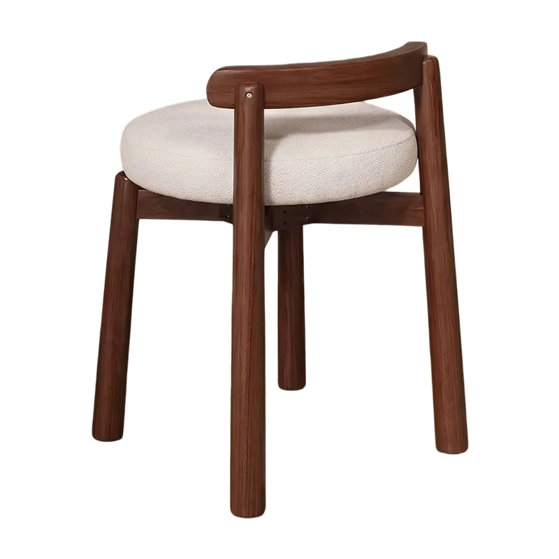 Solid wood rotating makeup stool backrest does not take up space Girls bedroom advanced dressing table chair cloakroom stool