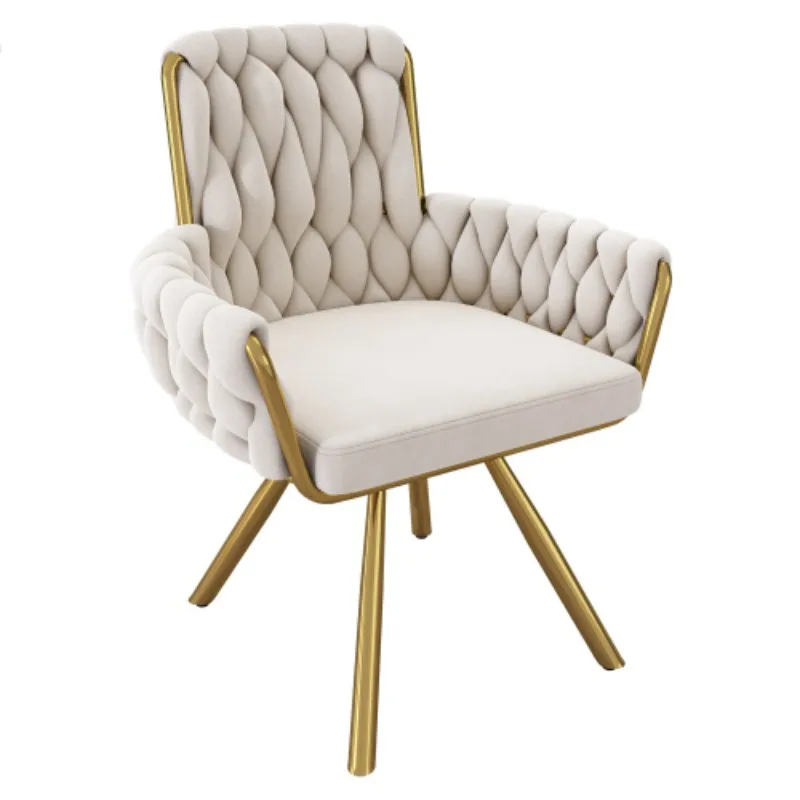 velvet dining chair, Armchair, single luxurious living room swivel chair, Leisure swivel chair with four metal support legs