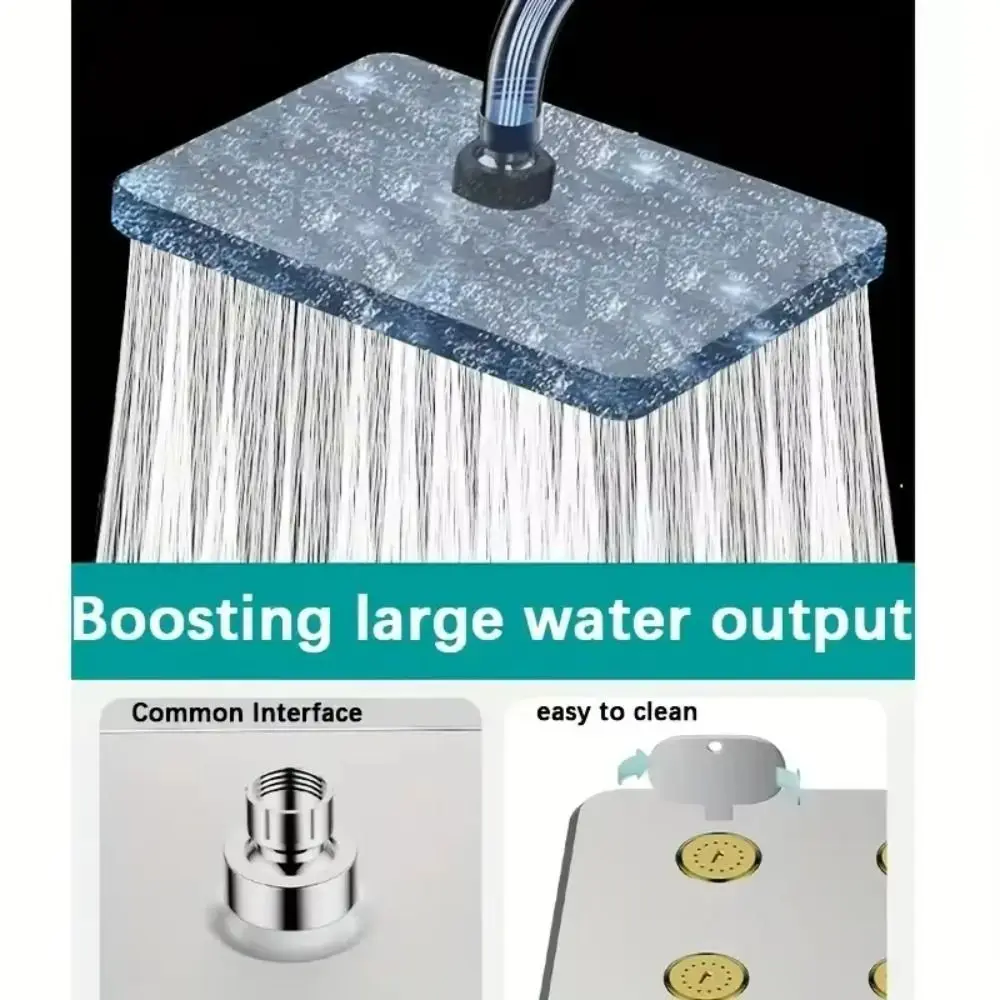 

4inch/10inch Size Rain Shower Head Small Waist Design Anti-blocking Technology Universal Shower Head Water Flow Control