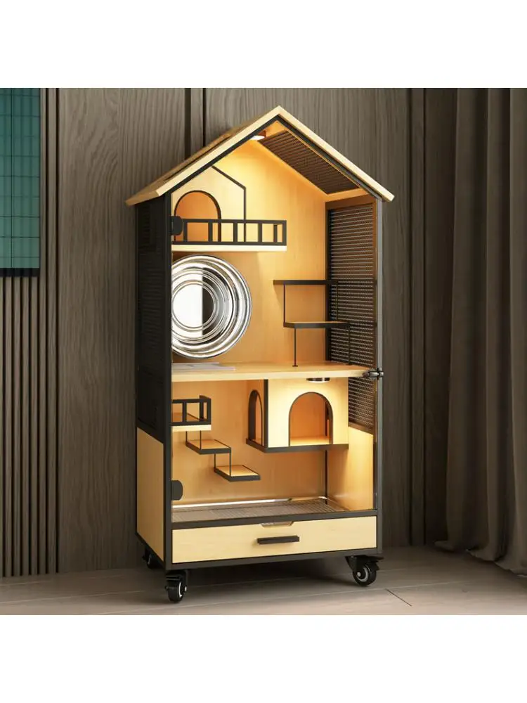 High-End Small Pet House, Chinchilla Solid Wood Cage, Luxury Villa, Wooden House, Squirrel Honey Kangaroo Special Cage