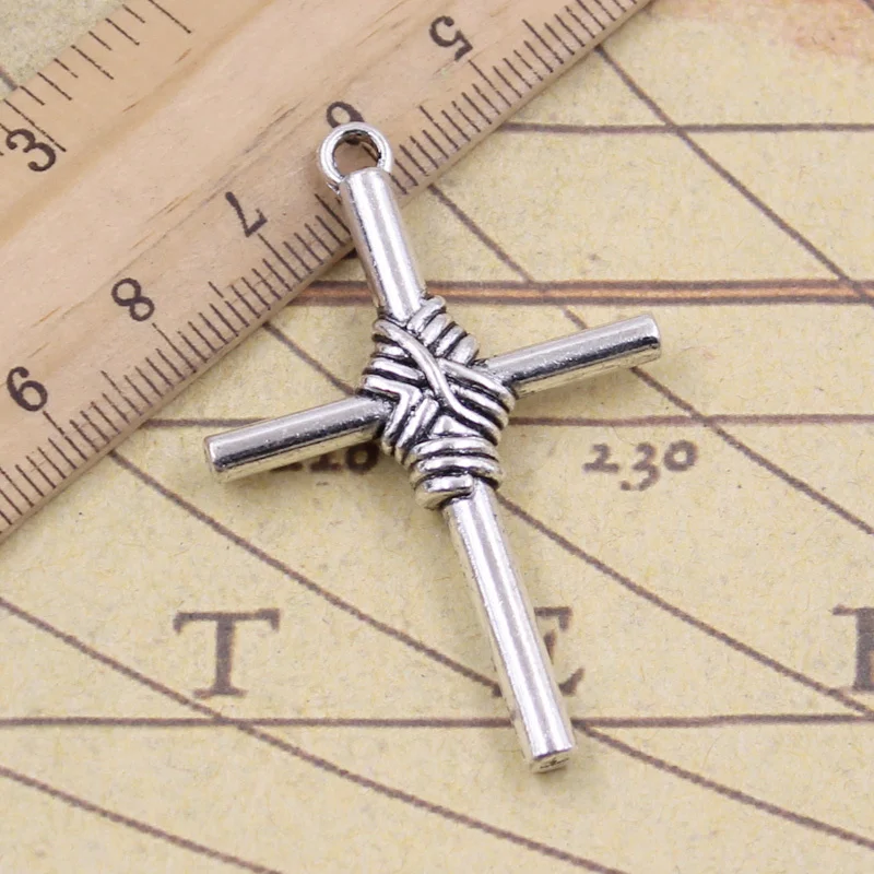 4pcs Charms Winding Rope Cross 49x32mm Tibetan Pendants Crafts Making Findings Handmade Antique Jewelry For Necklace