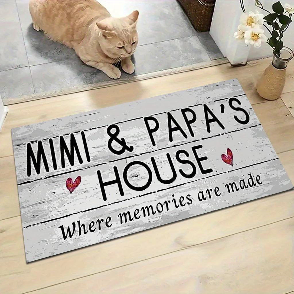 

1 шт. напольный коврик Mimi & Papa's House с винтажным деревянным узором, изготовленный из полиэфирной ткани, подходит для спален и гостиных.