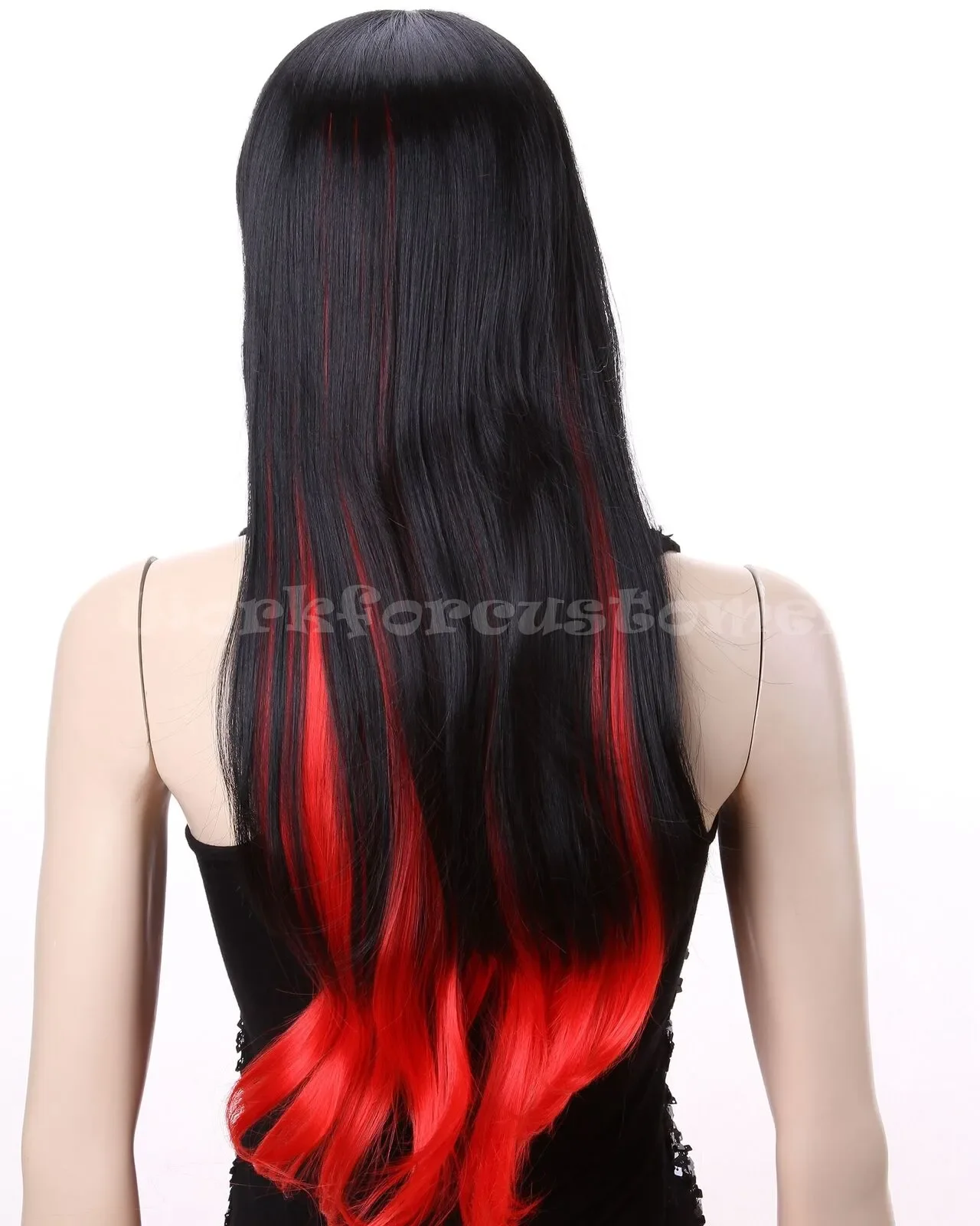 Wholesale  Details about Womens Ultra Straight Wig Black Mixed Wine Red Blonde Rainbow Emo Hair Long Wigs