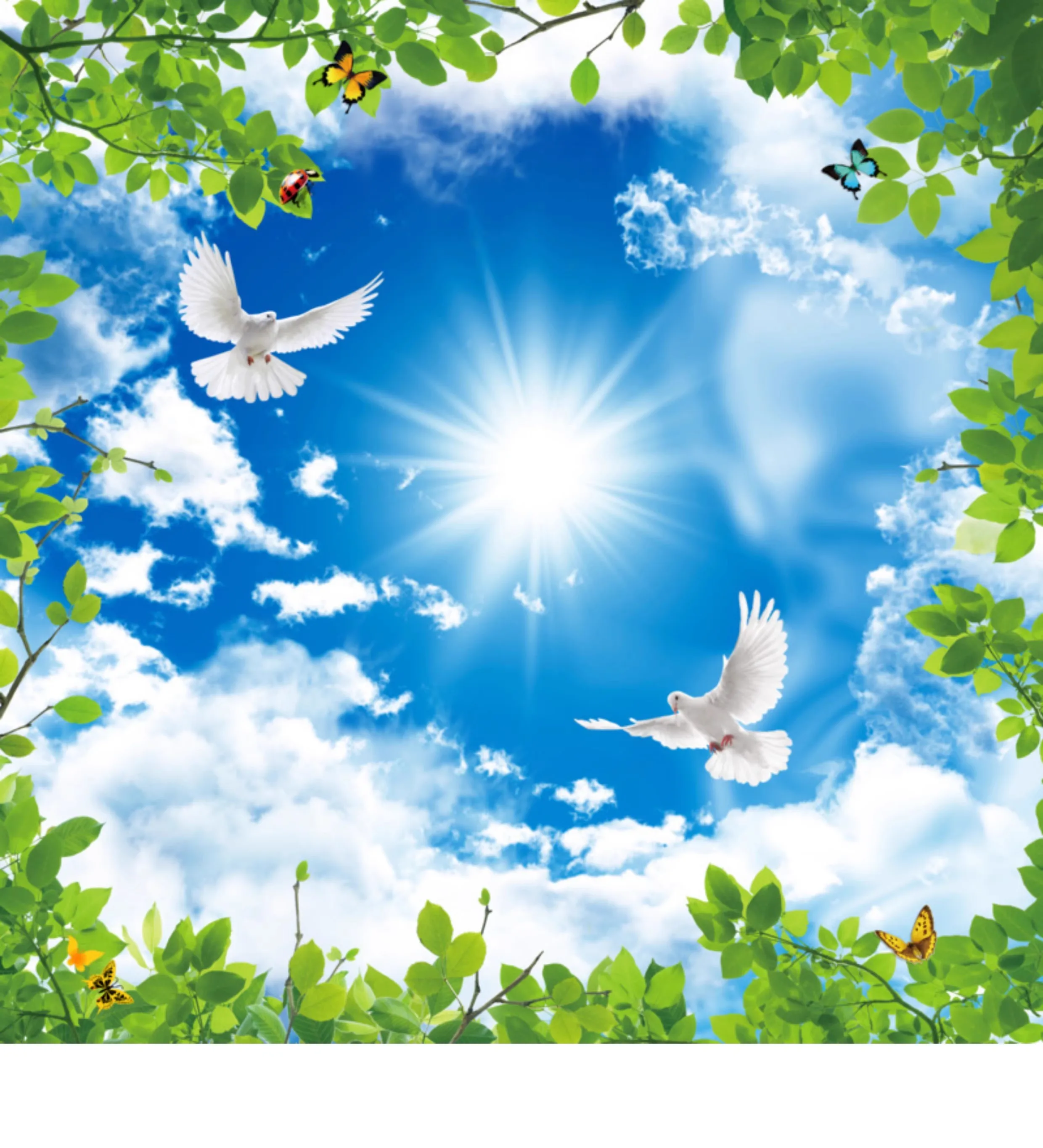 Custom Wall Mural 3D Blue Sky And White Clouds Landscape Ceiling Wallpaper European Hotel Decor Personalized Mural Wallpaper