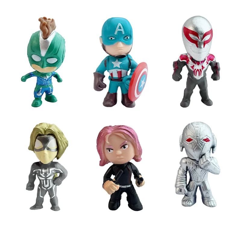 20-24Pcs/Sets Avengers Marvel Q Version mini Figure Anime SuperHeros Iron Man Spiderman Captain Hulk Kids Toys Christmas Gift