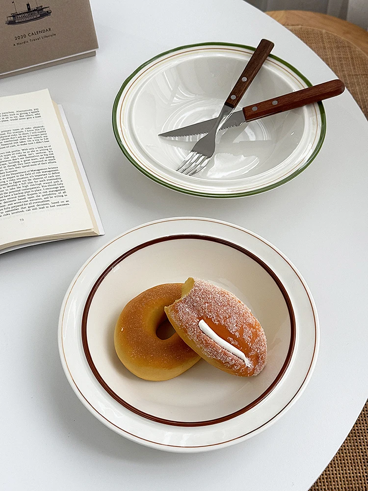 

Anmuli Cerc Stripe Pattern Small Soup Bowl Rice Bowl Korean Sle Pure Color Glazed Underbody Crted in China