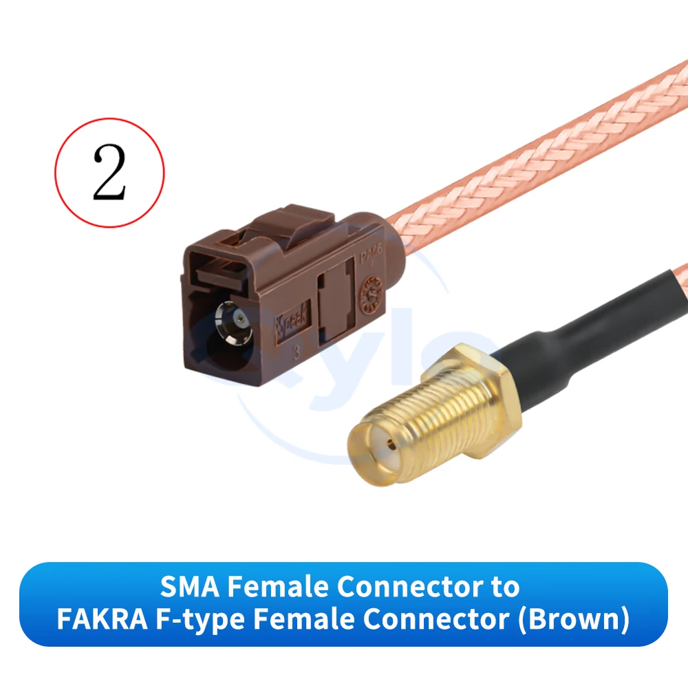 (1 pcs) SMA to FAKRA Male / Female Brown F-Type Adapter Cable RG142 Silver-Plated Double-Shielded RF Cable SMA - JK