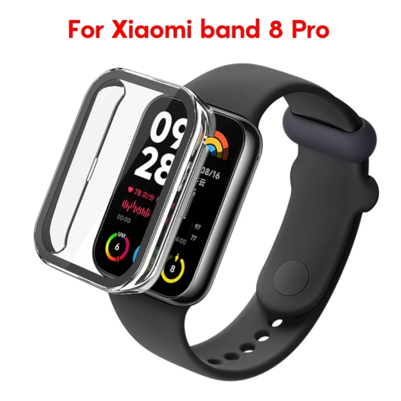 Smartwatch Housing 9H Tempered Glass Film Hard PC Cover Suitable for Band8 Pro Screen Bumpers Shell Protector Shockproof 896C