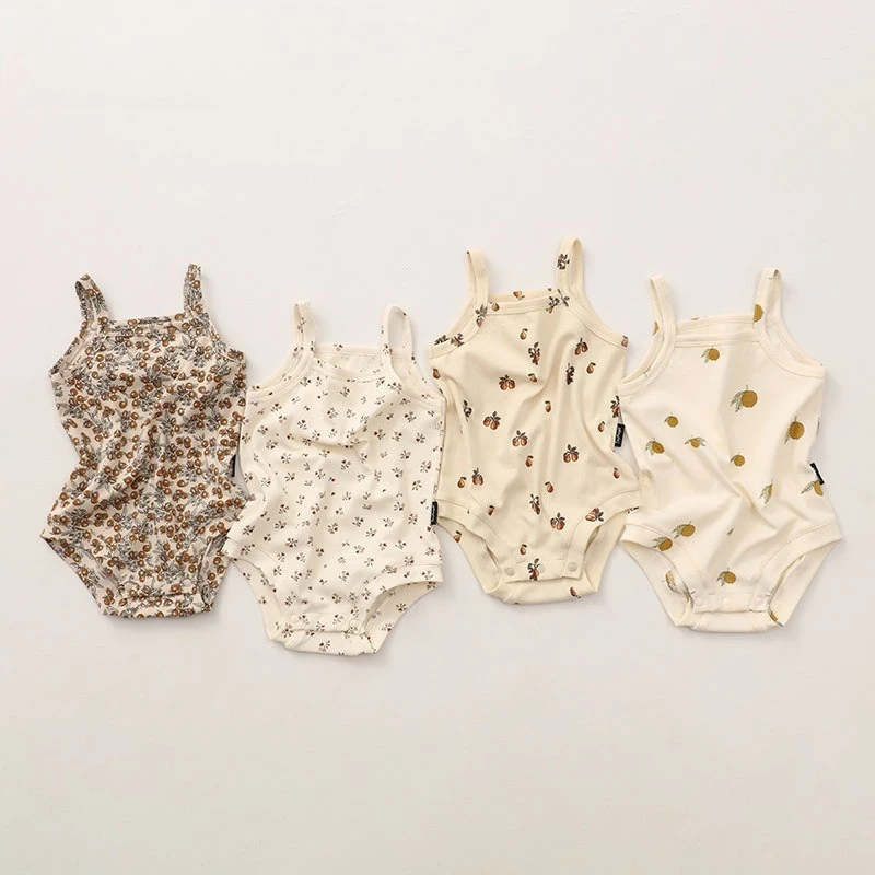 Hot Sale Nordis Style Thin Cotton Camisole Baby Bodysuit Summer Newborn Girl Triangle Romper