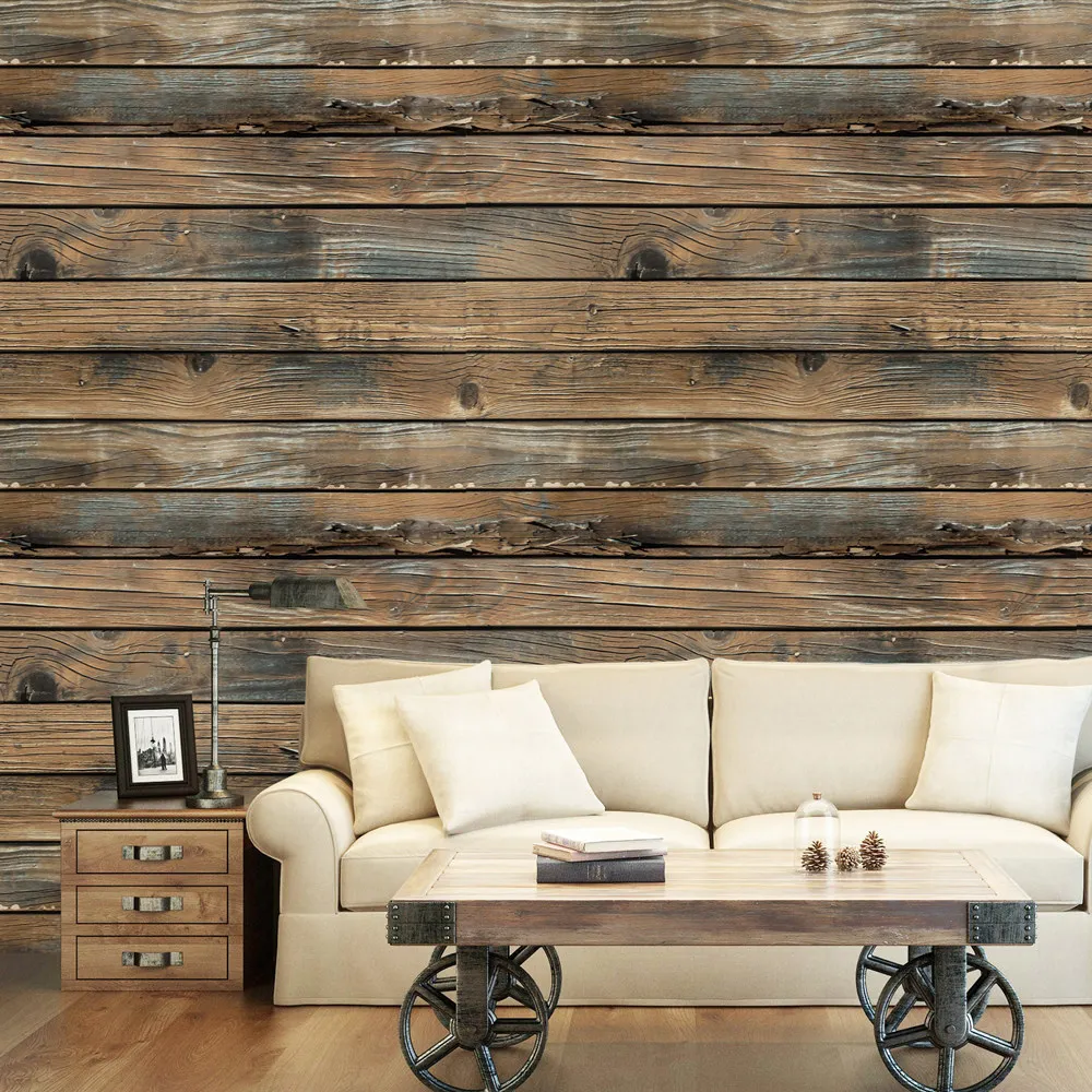 Retro Faux Wood Grain Peel And Stick Wallpaper Self-adhesive Wood Plank Wallpaper Roll Removable Vinyl Wall Covering For Restaur