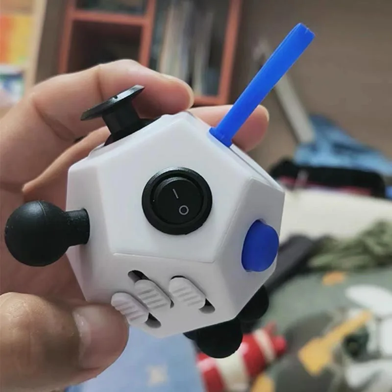 12 جانبًا من ألعاب Fidget Cube الحسية تخفف التوتر والقلق مكعب مضاد للاكتئاب للأطفال والكبار مع إضافة OCD للتوحد
