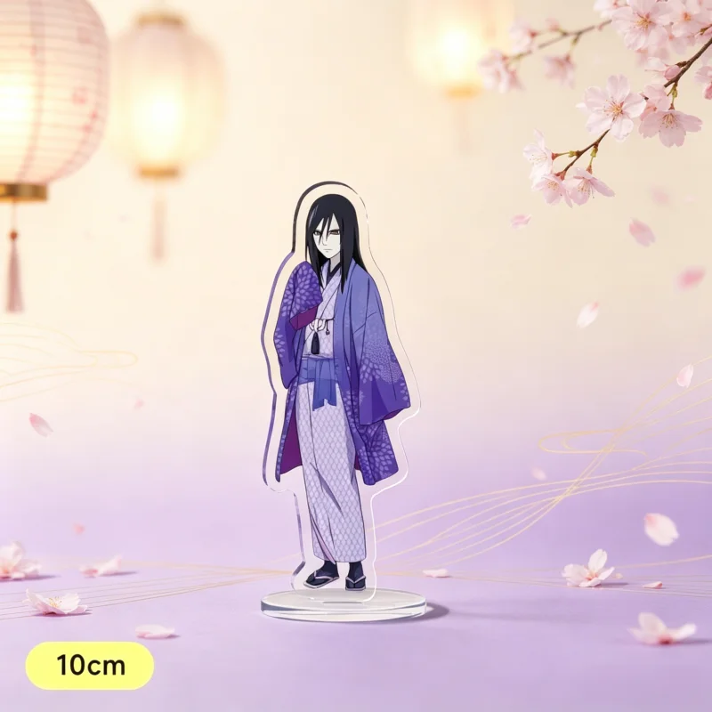 Orochimaru Kimono-Stil 10cm Acryl-Standfigur Langhaarige Charakterfigur Transparente Basis Tischdekoration Geschenk für Hobby-Fans