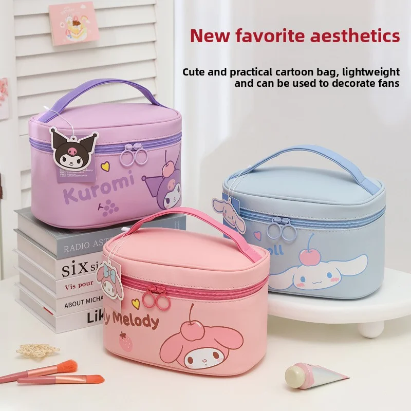 Large-capacity cartoon cute toiletry bag, travel cosmetics storage bag, Sanrio genuine Hello Kitty KT makeup bag