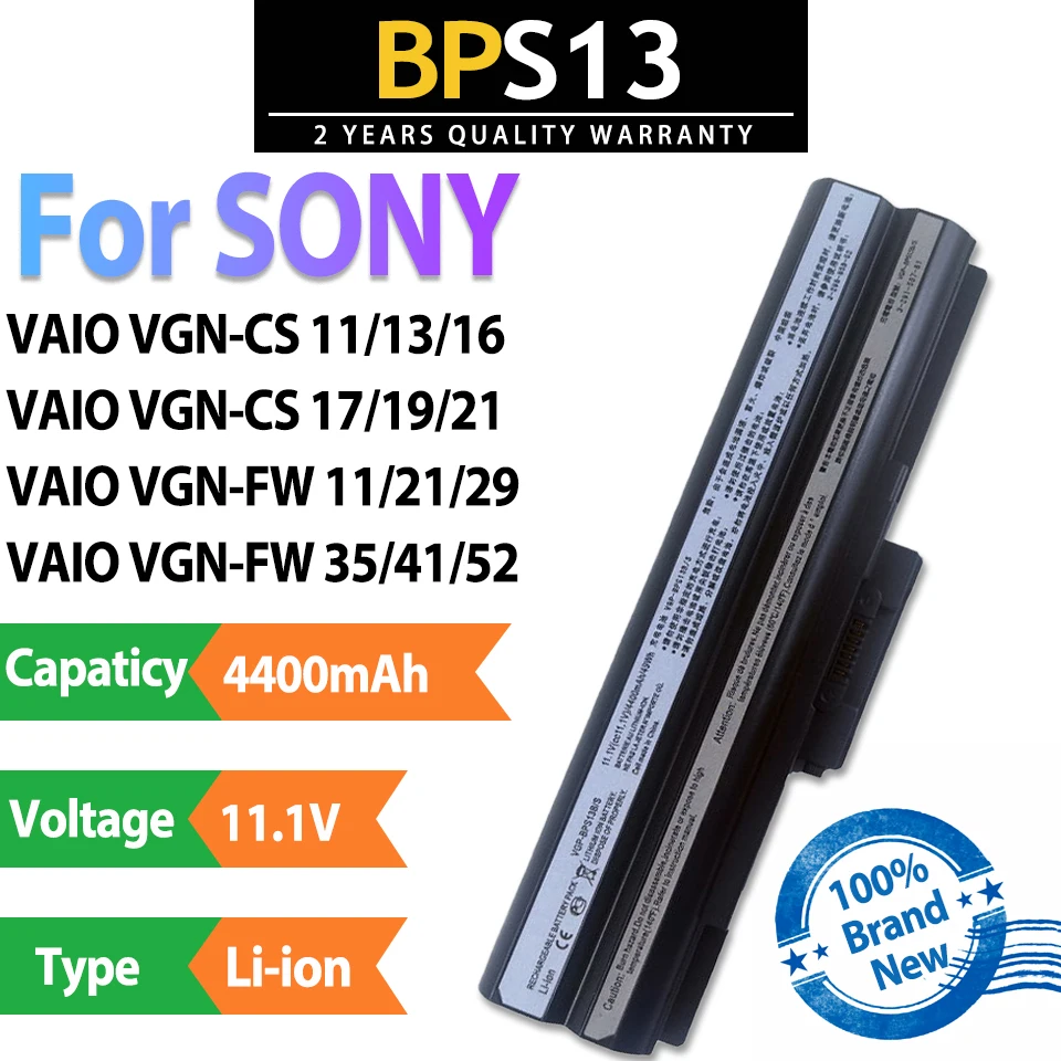 BPS13 4400 мАч 11,1 В аккумулятор для ноутбука SONY VAIO VGN-CS11 SONY CS13 SONY CS16 SONY FW11 FW31 SONY FW51 SONY FW72 FW92 SONY M128