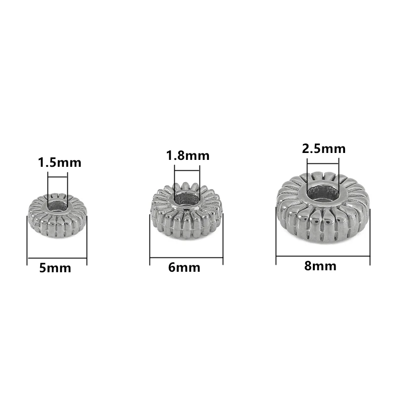 10pcs PVD Stainless Steel Gold Plated Round Wheel Gear Spacer Beads Daisy Flower Loose Bead for DIY Bracelets Making Accessories view 5