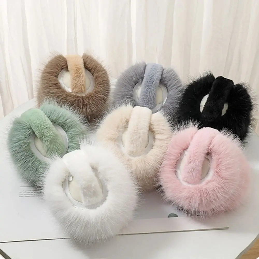 Unisex Comfortable Winter Earmuffs Windproof Foldable Women Men Ear Warmer Solid Color Plush Ear Covers for Cold Weather