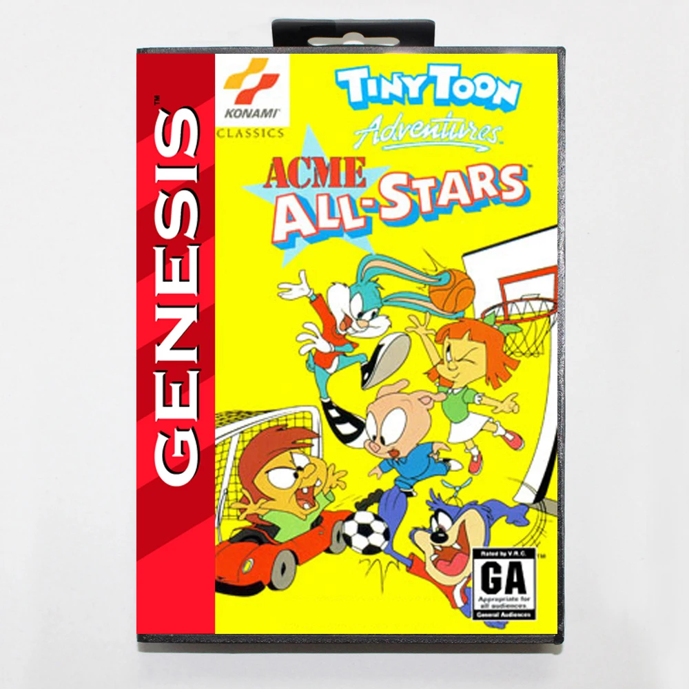 Крошечная игра мультяшный все звезды MD с коробкой США для 16-битной консоли Sega Megadrive Genesis