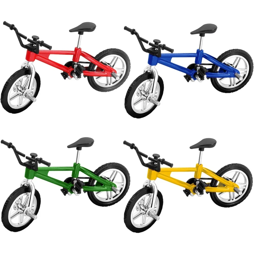 2pcs Novelty Mini Finger Bike - Miniature Fidget Bicycle Toy Game for Kids - Metal Bike Model Collections Decoration