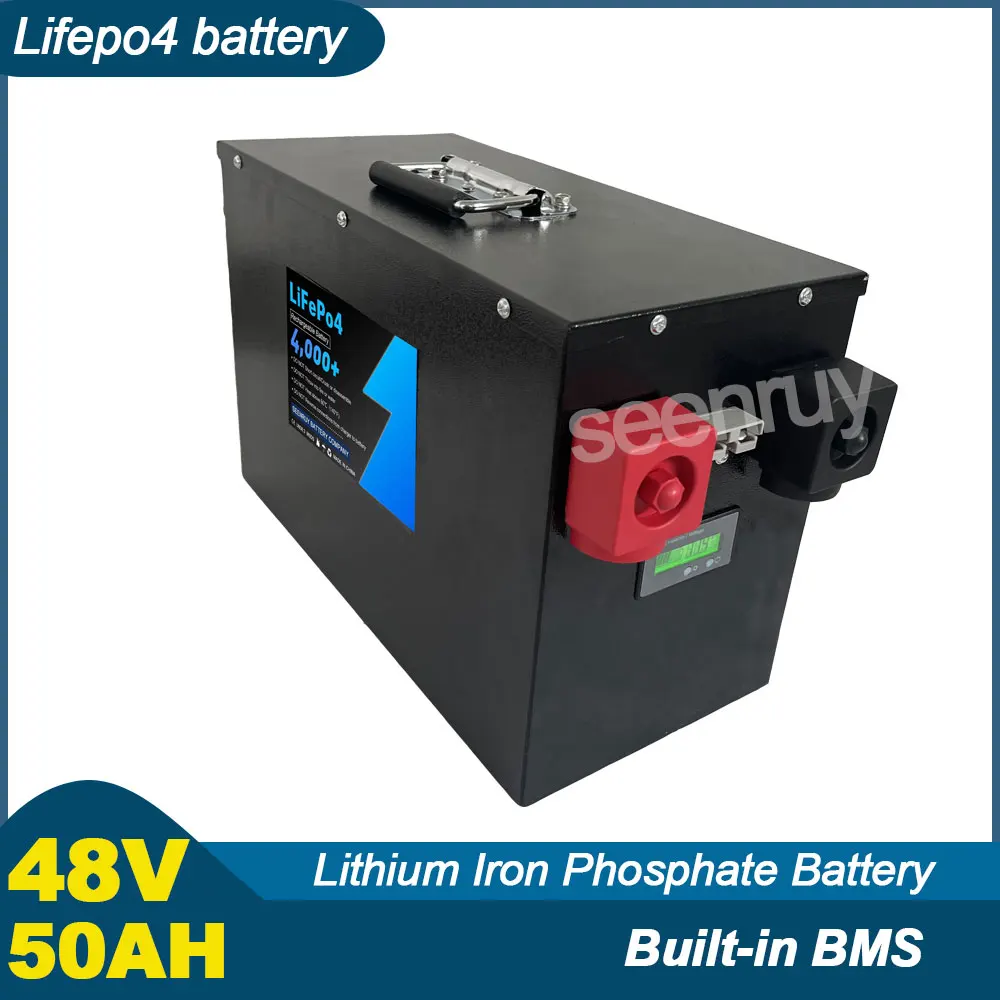 48V 50AH Lifepo4 With 58.4V Charger 30A 50A 80A 100A 120A Tricycle Wind Solar System RV Golf Cart Lithium Iron Phosphate Battery