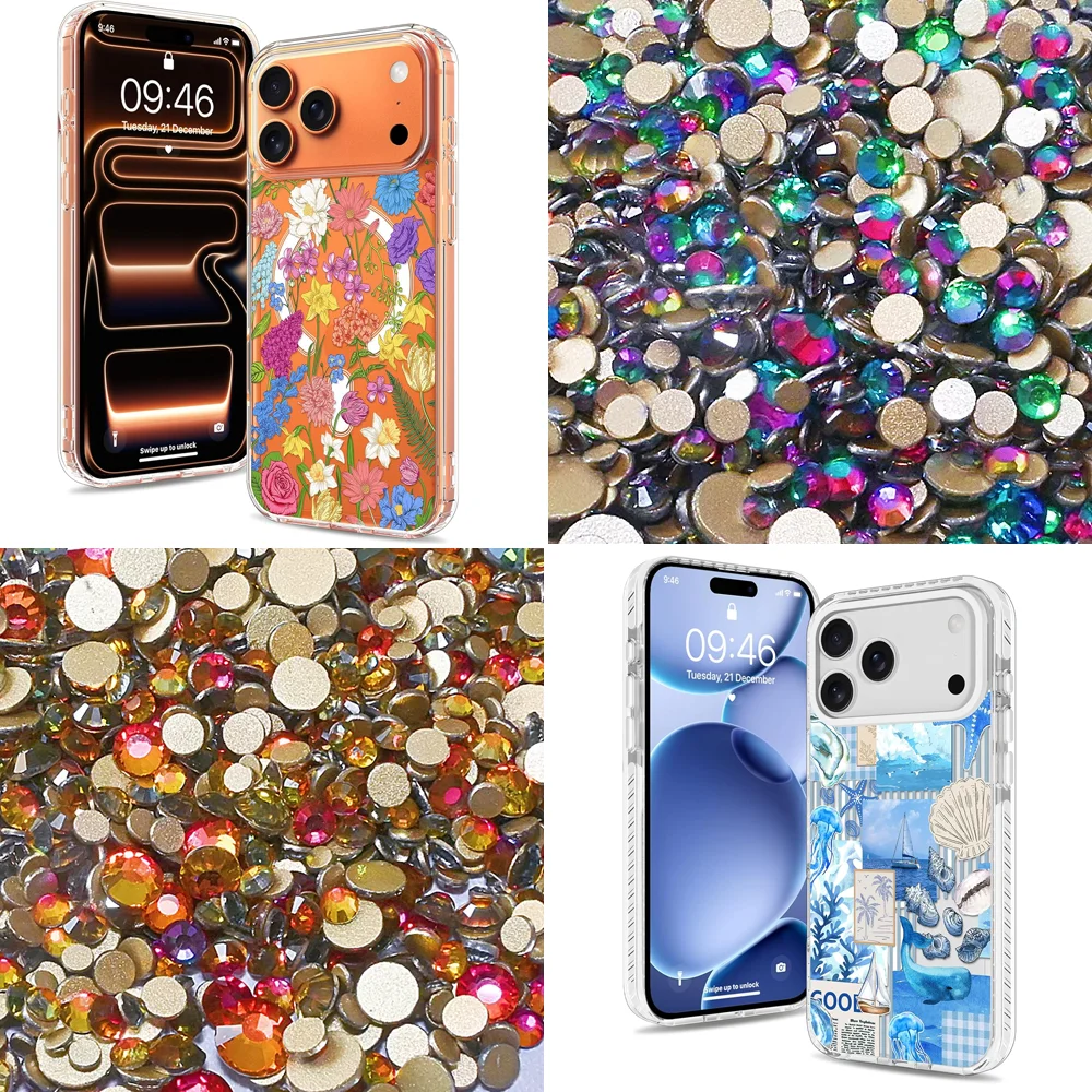 Volcano Gold Back Non Hot Fix Rhinestones Glitter Glass Crystal Gold Flatback Strass Stones Nail Art Accessories DIY Decoration