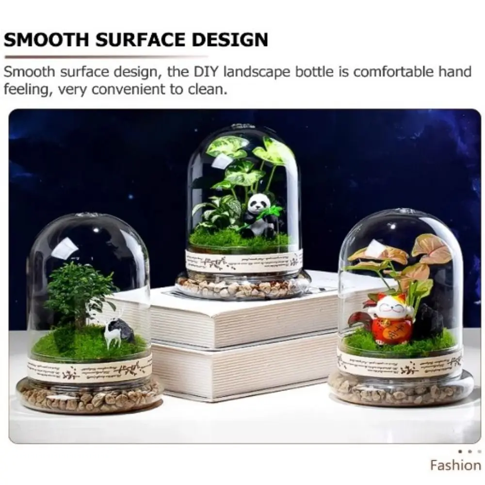 Fresh-keeping Micro Landscape Bottle Heat Resistant Odorless Cylindrical Plant Vase Dust-proof Transparent Glass Cover Household