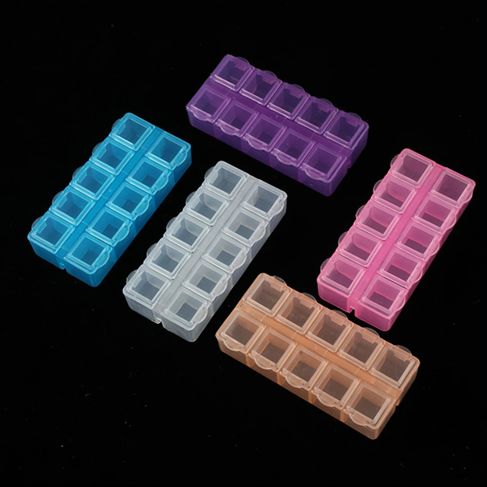 10 Grid Plastic Storage Box With Lockable Transparent Lid PP Organizer Container For Screws Beads Jewelry Electronic Parts 9x4cm